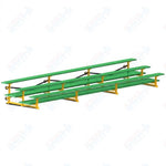 Jaypro Sports Bleacher  - 3 Row - Tip & Roll, Double Foot Plank, Powder Coated - 21' L (BLDP-321TRGPC)