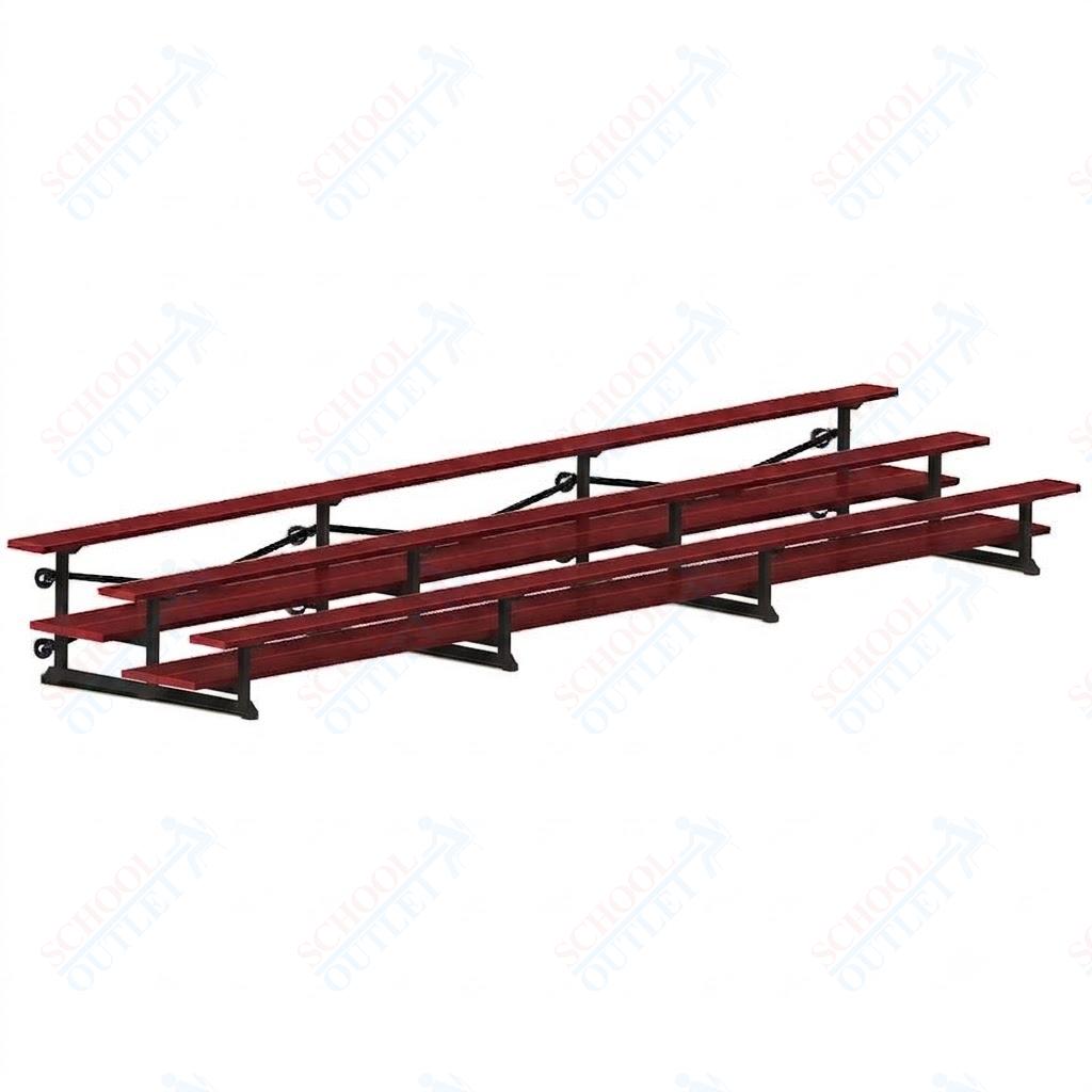 Jaypro Sports Bleacher  - 3 Row - Tip & Roll, Double Foot Plank, Powder Coated - 21' L (BLDP-321TRGPC)