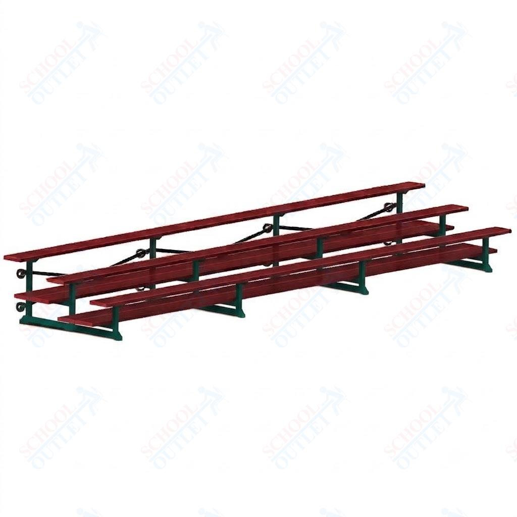 Jaypro Sports Bleacher  - 3 Row - Tip & Roll, Double Foot Plank, Powder Coated - 21' L (BLDP-321TRGPC)