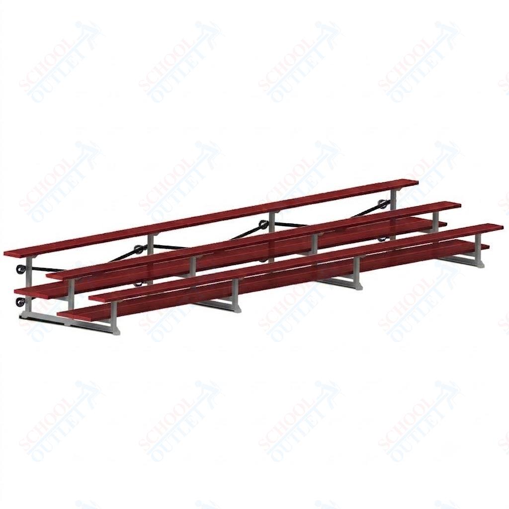 Jaypro Sports Bleacher  - 3 Row - Tip & Roll, Double Foot Plank, Powder Coated - 21' L (BLDP-321TRGPC)