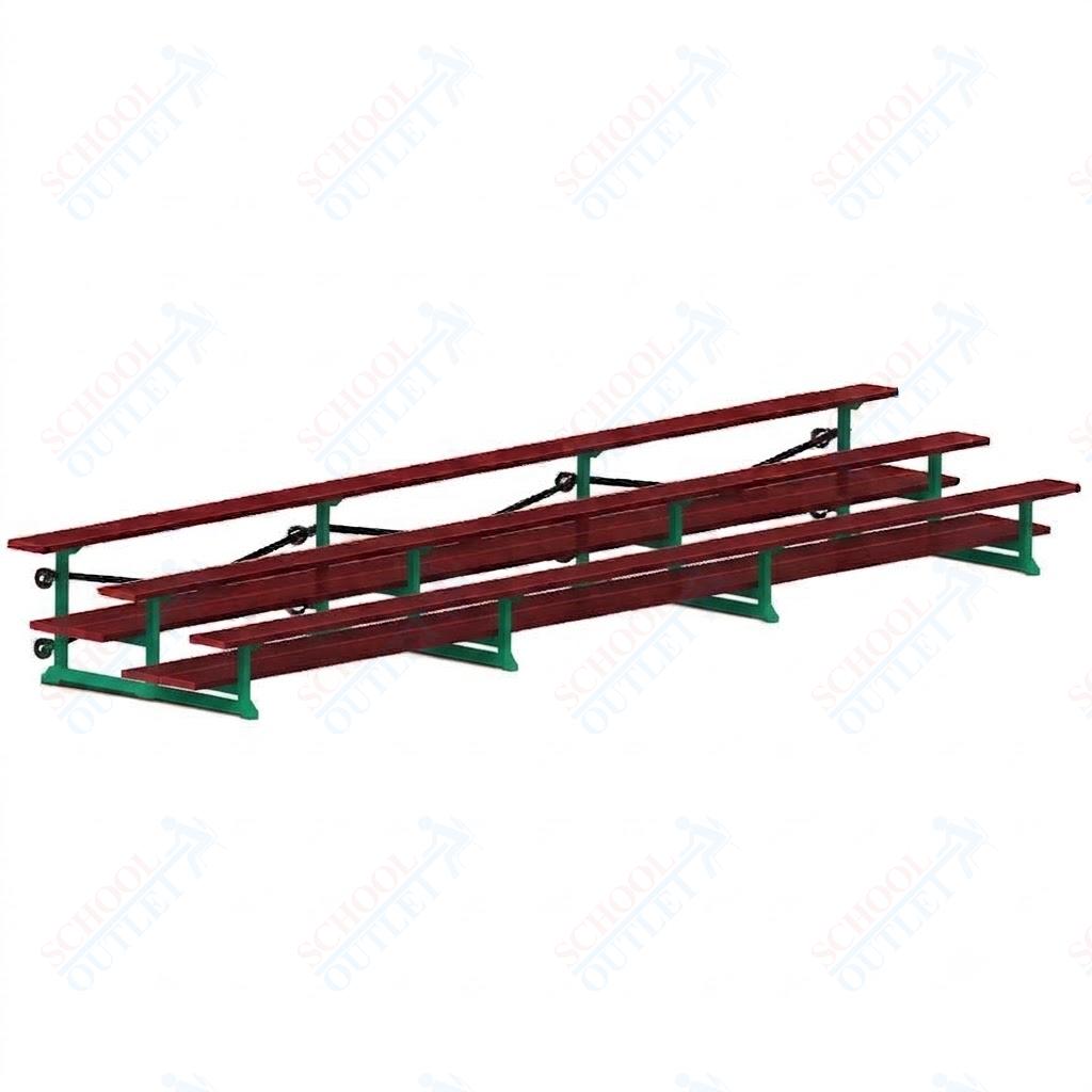 Jaypro Sports Bleacher  - 3 Row - Tip & Roll, Double Foot Plank, Powder Coated - 21' L (BLDP-321TRGPC)