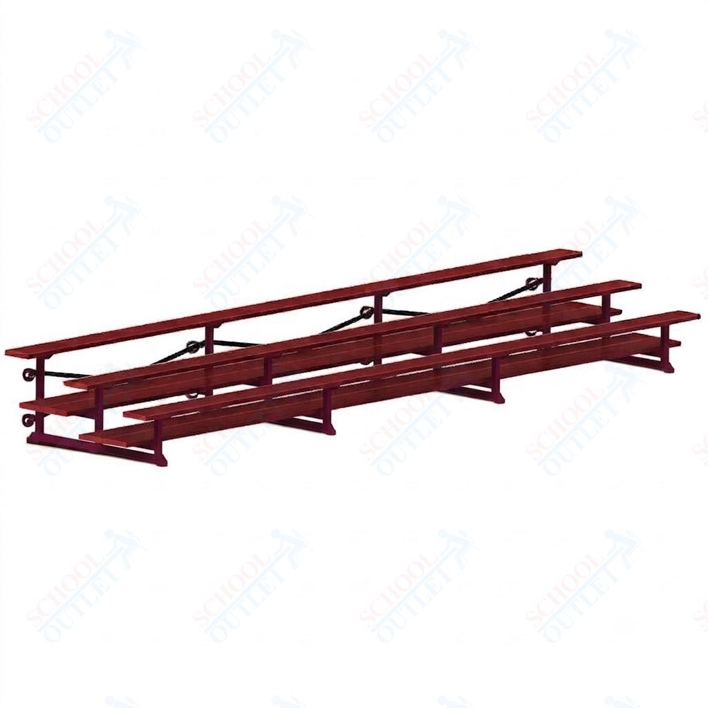 Jaypro Sports Bleacher  - 3 Row - Tip & Roll, Double Foot Plank, Powder Coated - 21' L (BLDP-321TRGPC)