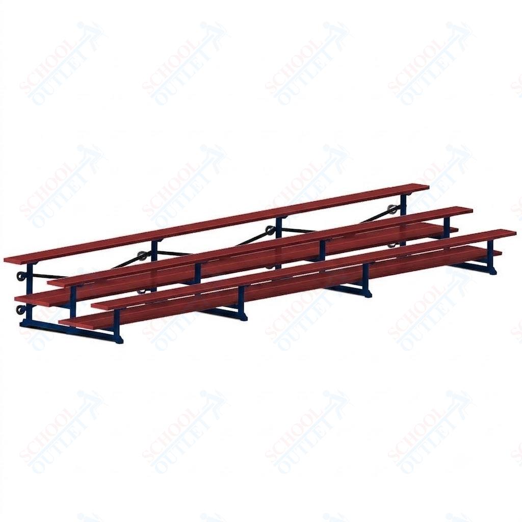 Jaypro Sports Bleacher  - 3 Row - Tip & Roll, Double Foot Plank, Powder Coated - 21' L (BLDP-321TRGPC)