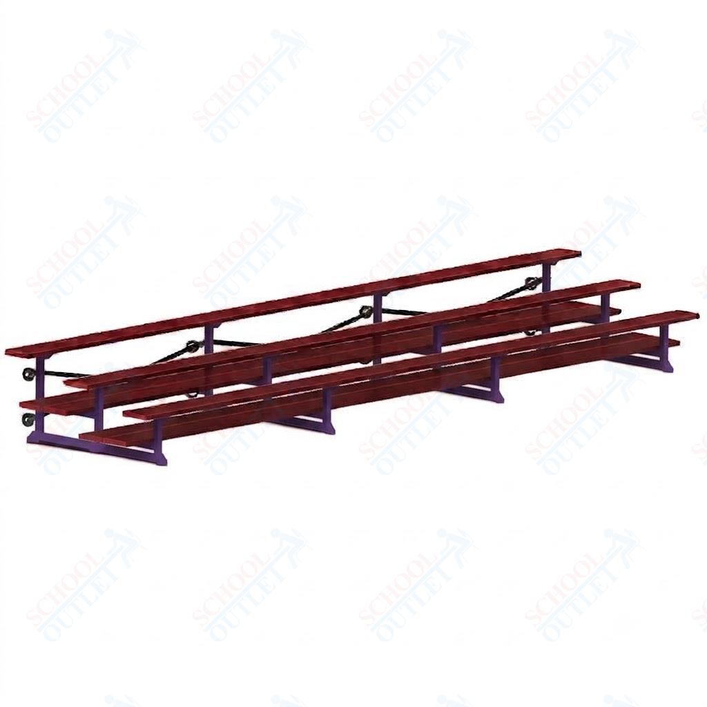 Jaypro Sports Bleacher  - 3 Row - Tip & Roll, Double Foot Plank, Powder Coated - 21' L (BLDP-321TRGPC)