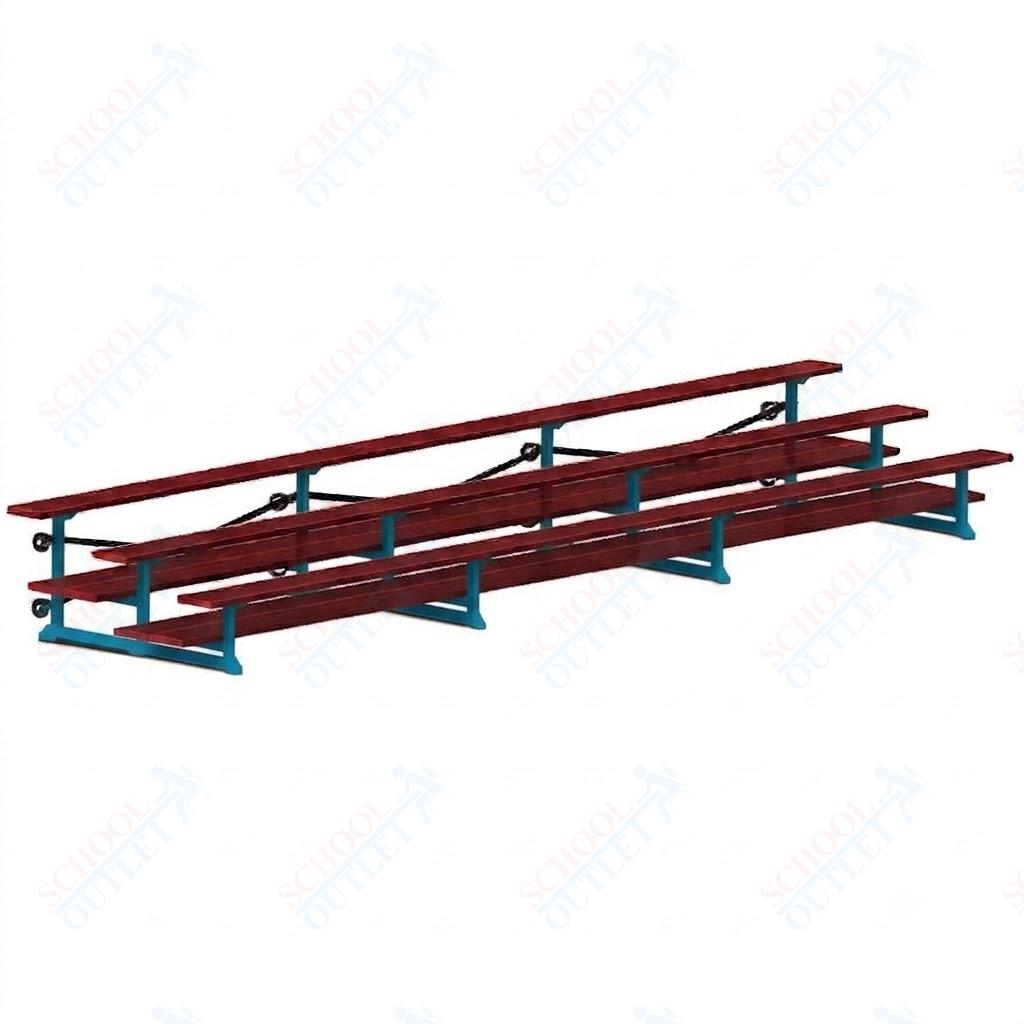 Jaypro Sports Bleacher  - 3 Row - Tip & Roll, Double Foot Plank, Powder Coated - 21' L (BLDP-321TRGPC)