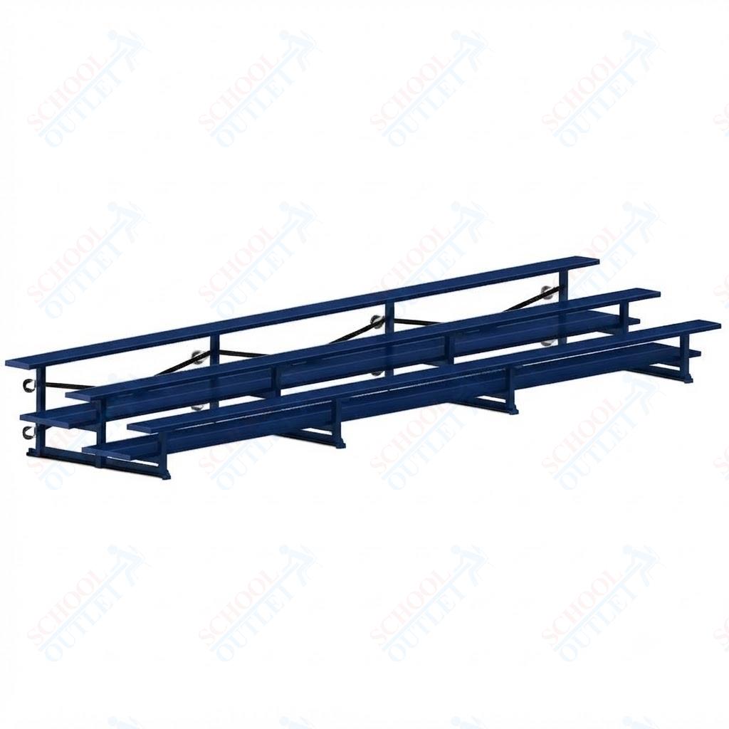 Jaypro Sports Bleacher  - 3 Row - Tip & Roll, Double Foot Plank, Powder Coated - 21' L (BLDP-321TRGPC)