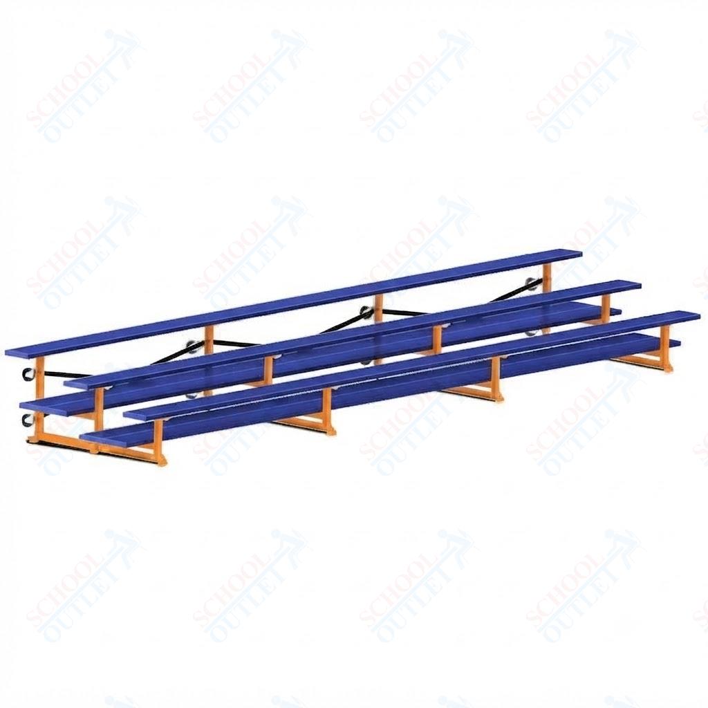 Jaypro Sports Bleacher  - 3 Row - Tip & Roll, Double Foot Plank, Powder Coated - 21' L (BLDP-321TRGPC)