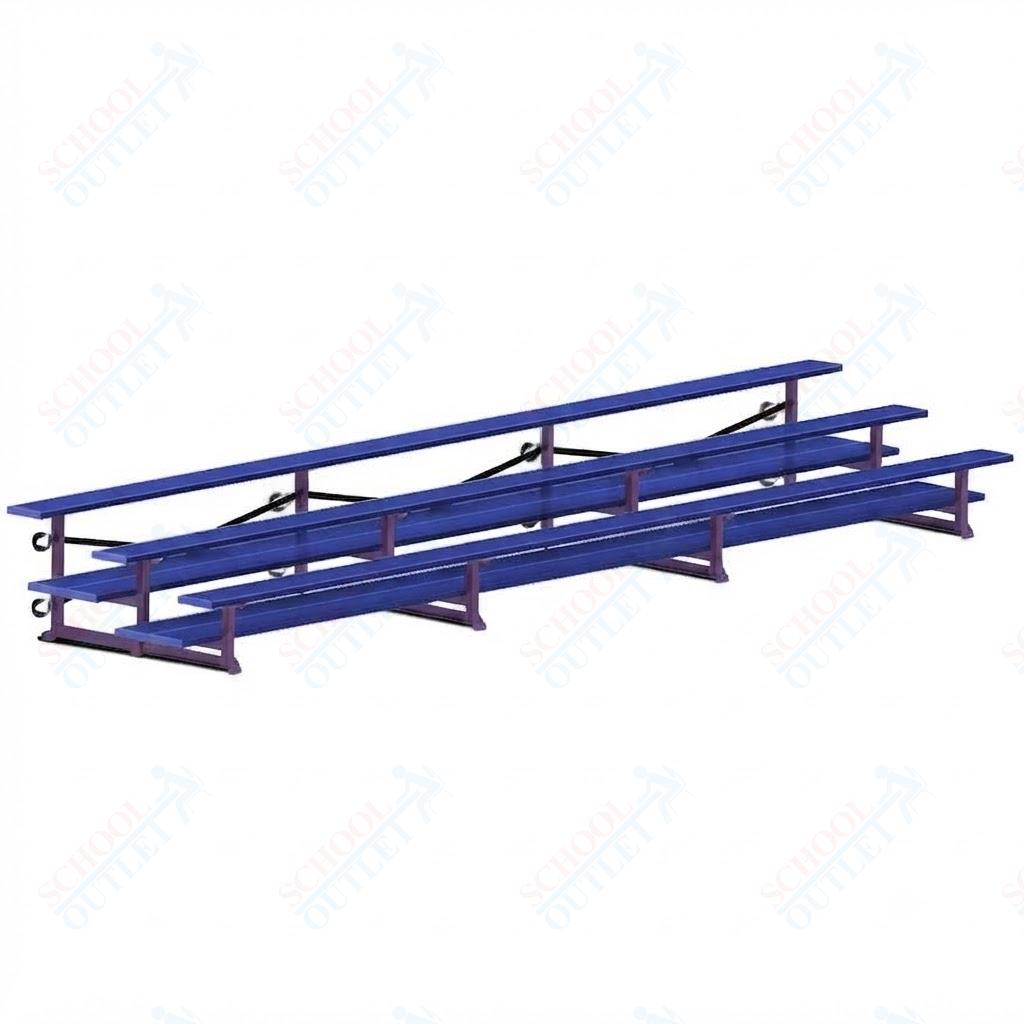 Jaypro Sports Bleacher  - 3 Row - Tip & Roll, Double Foot Plank, Powder Coated - 21' L (BLDP-321TRGPC)