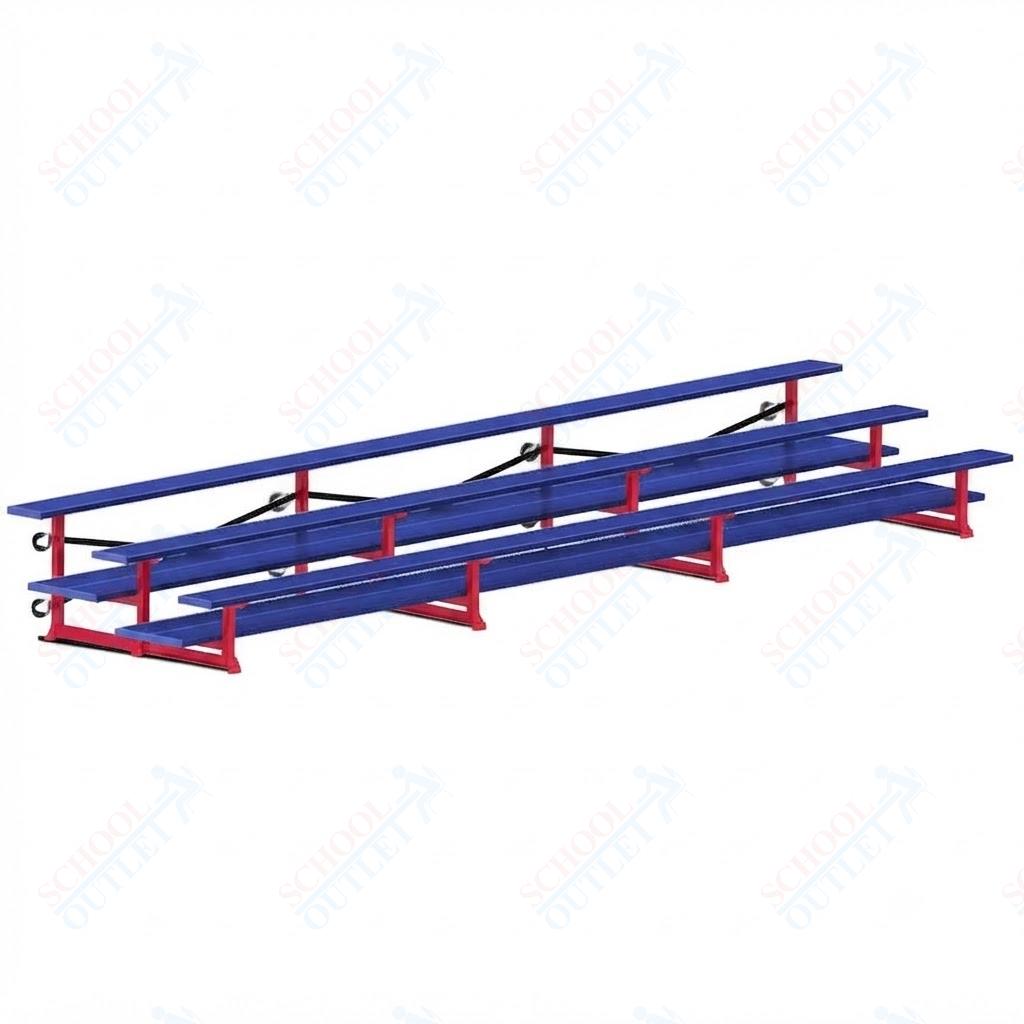 Jaypro Sports Bleacher  - 3 Row - Tip & Roll, Double Foot Plank, Powder Coated - 21' L (BLDP-321TRGPC)