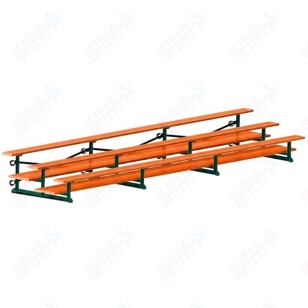 Jaypro Sports Bleacher  - 3 Row - Tip & Roll, Double Foot Plank, Powder Coated - 21' L (BLDP-321TRGPC)