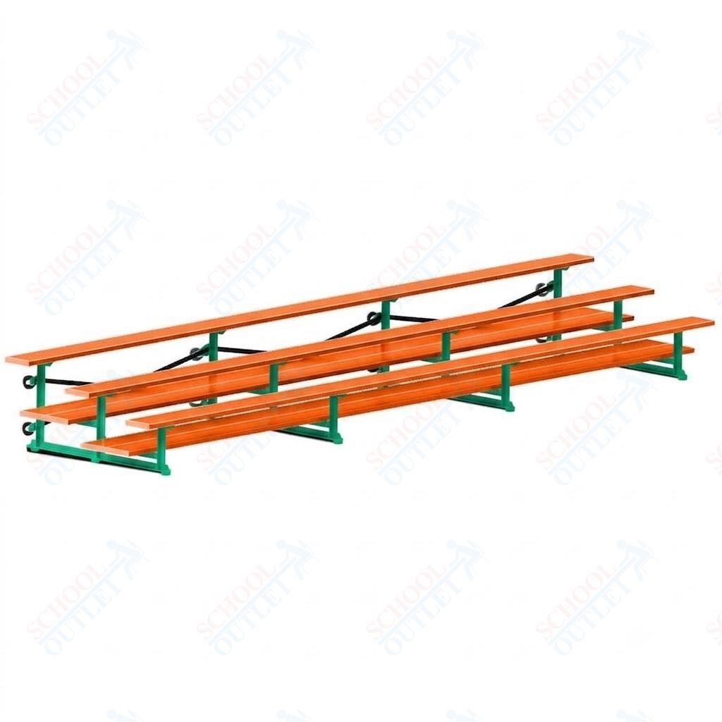 Jaypro Sports Bleacher  - 3 Row - Tip & Roll, Double Foot Plank, Powder Coated - 21' L (BLDP-321TRGPC)