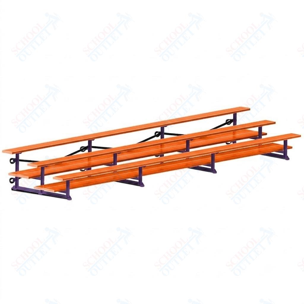 Jaypro Sports Bleacher  - 3 Row - Tip & Roll, Double Foot Plank, Powder Coated - 21' L (BLDP-321TRGPC)