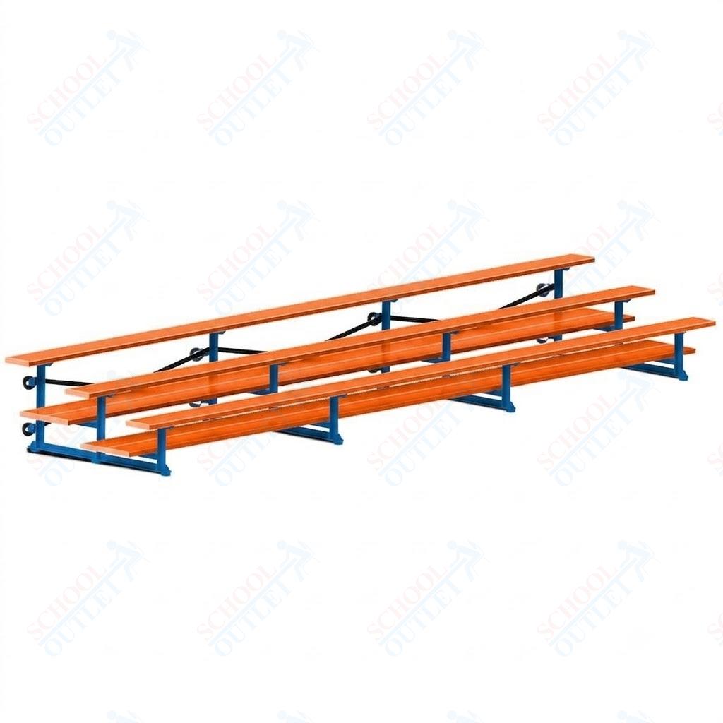 Jaypro Sports Bleacher  - 3 Row - Tip & Roll, Double Foot Plank, Powder Coated - 21' L (BLDP-321TRGPC)