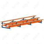 Jaypro Sports Bleacher  - 3 Row - Tip & Roll, Double Foot Plank, Powder Coated - 21' L (BLDP-321TRGPC)