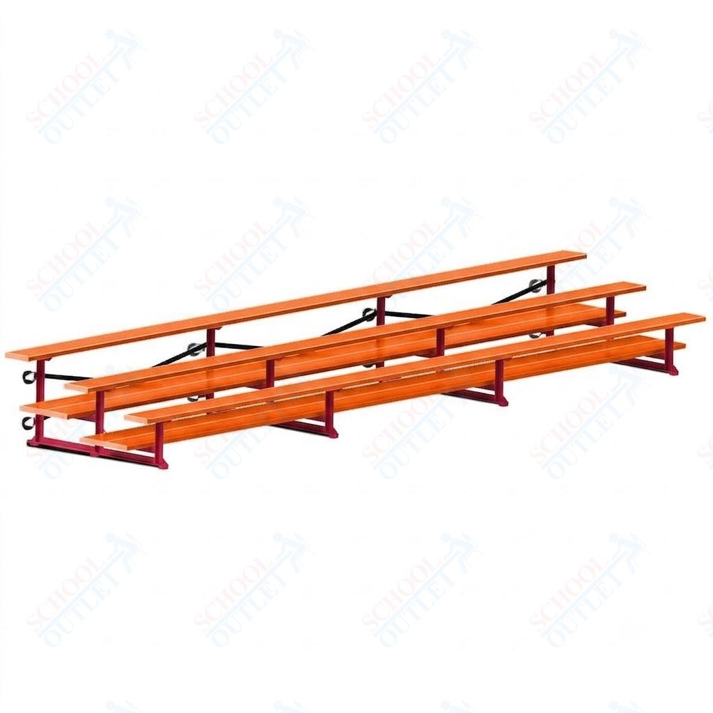 Jaypro Sports Bleacher  - 3 Row - Tip & Roll, Double Foot Plank, Powder Coated - 21' L (BLDP-321TRGPC)