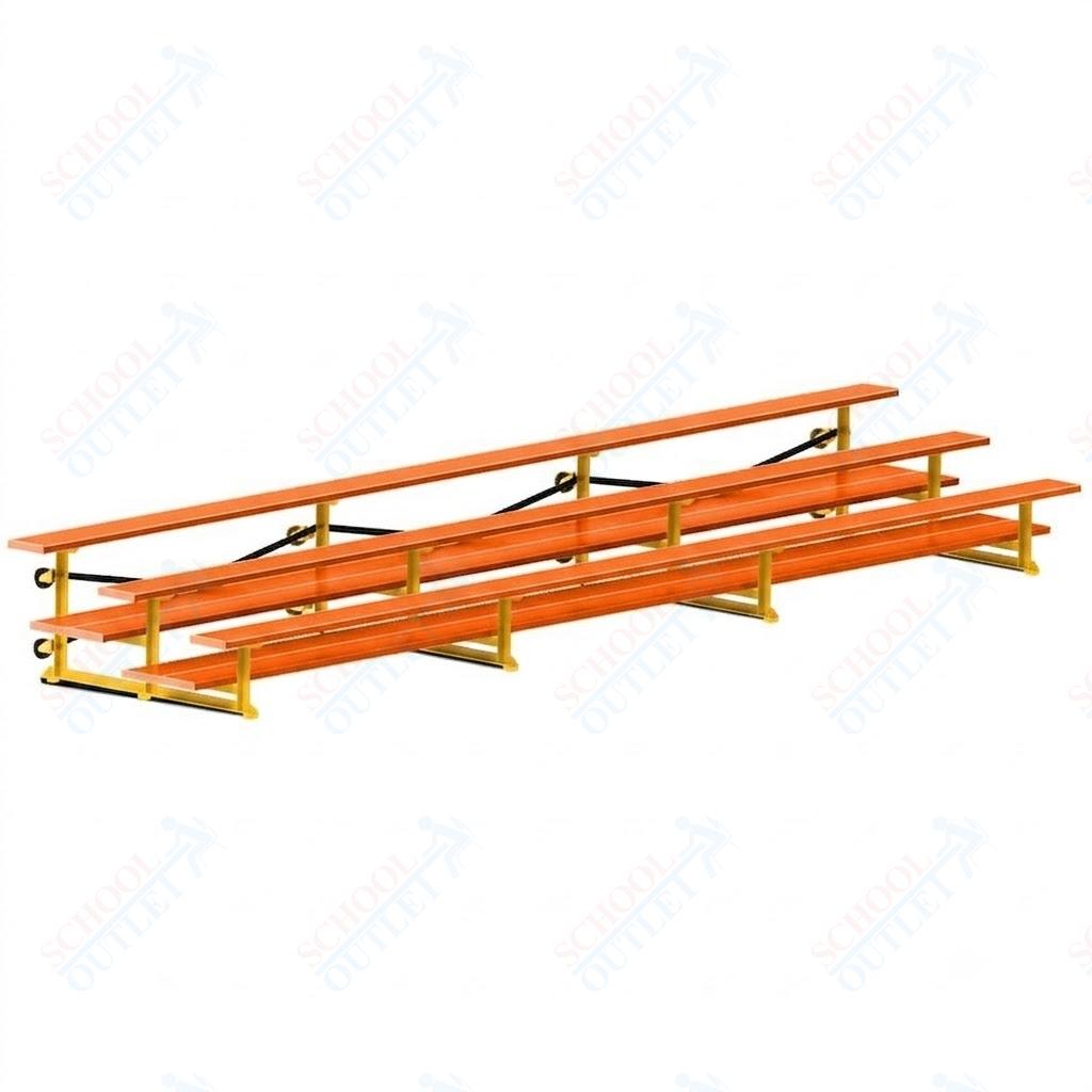 Jaypro Sports Bleacher  - 3 Row - Tip & Roll, Double Foot Plank, Powder Coated - 21' L (BLDP-321TRGPC)
