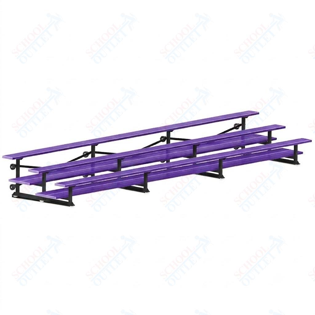 Jaypro Sports Bleacher  - 3 Row - Tip & Roll, Double Foot Plank, Powder Coated - 21' L (BLDP-321TRGPC)