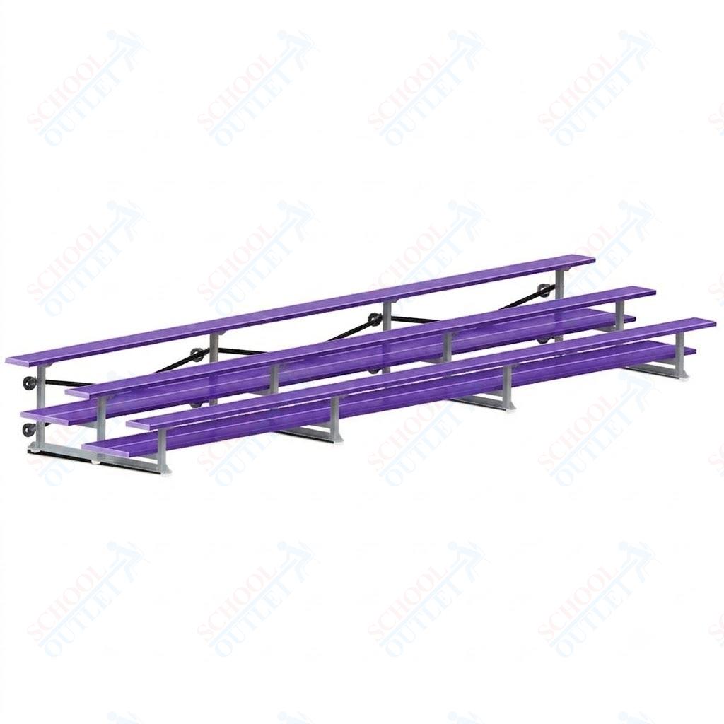 Jaypro Sports Bleacher  - 3 Row - Tip & Roll, Double Foot Plank, Powder Coated - 21' L (BLDP-321TRGPC)