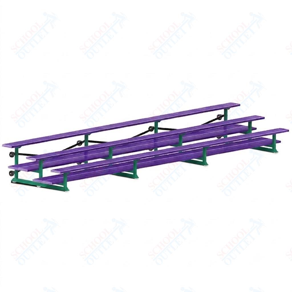 Jaypro Sports Bleacher  - 3 Row - Tip & Roll, Double Foot Plank, Powder Coated - 21' L (BLDP-321TRGPC)