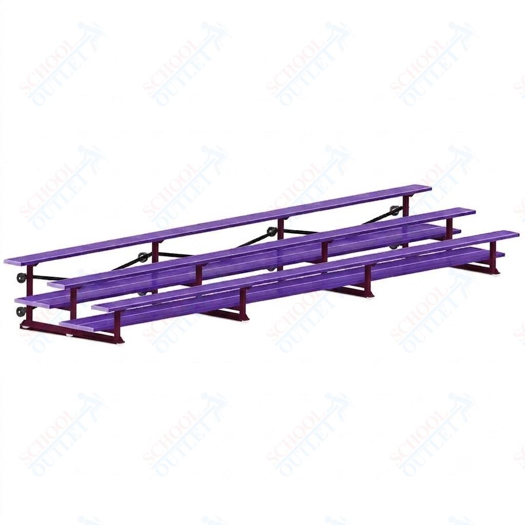 Jaypro Sports Bleacher  - 3 Row - Tip & Roll, Double Foot Plank, Powder Coated - 21' L (BLDP-321TRGPC)
