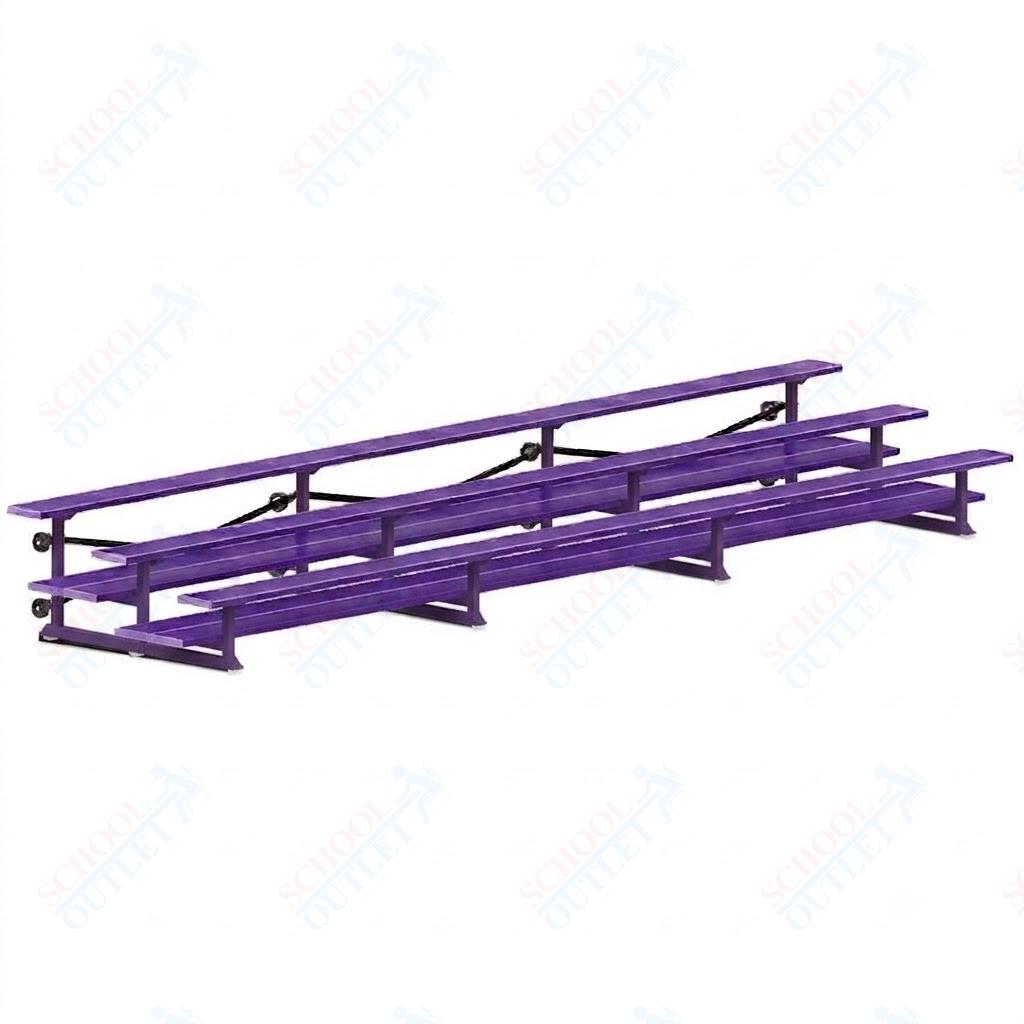 Jaypro Sports Bleacher  - 3 Row - Tip & Roll, Double Foot Plank, Powder Coated - 21' L (BLDP-321TRGPC)