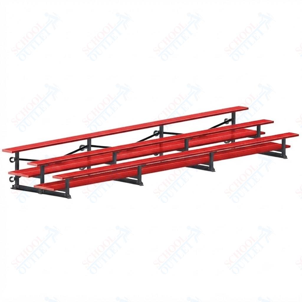 Jaypro Sports Bleacher  - 3 Row - Tip & Roll, Double Foot Plank, Powder Coated - 21' L (BLDP-321TRGPC)