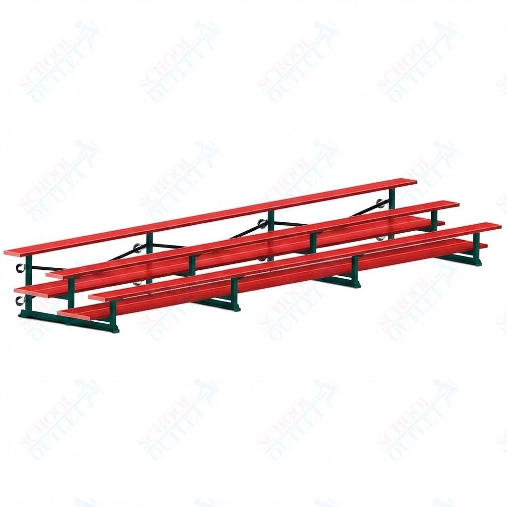 Jaypro Sports Bleacher  - 3 Row - Tip & Roll, Double Foot Plank, Powder Coated - 21' L (BLDP-321TRGPC)