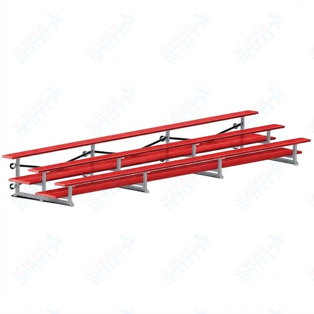 Jaypro Sports Bleacher  - 3 Row - Tip & Roll, Double Foot Plank, Powder Coated - 21' L (BLDP-321TRGPC)