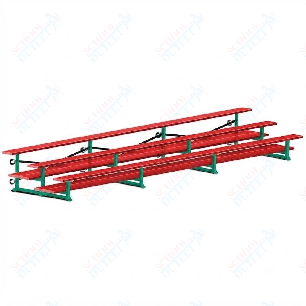 Jaypro Sports Bleacher  - 3 Row - Tip & Roll, Double Foot Plank, Powder Coated - 21' L (BLDP-321TRGPC)