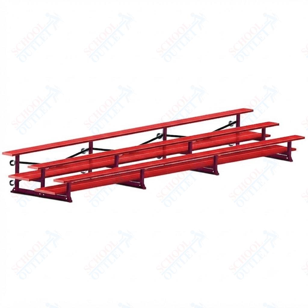 Jaypro Sports Bleacher  - 3 Row - Tip & Roll, Double Foot Plank, Powder Coated - 21' L (BLDP-321TRGPC)