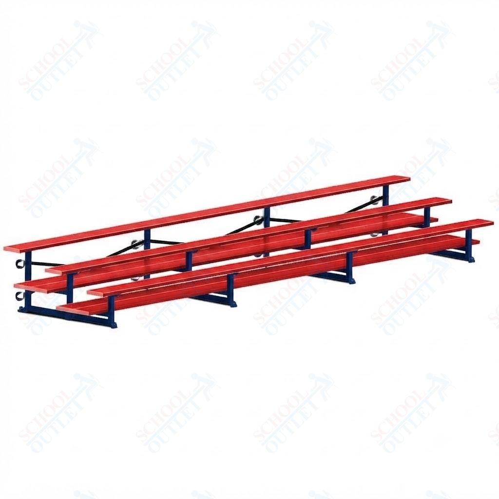 Jaypro Sports Bleacher  - 3 Row - Tip & Roll, Double Foot Plank, Powder Coated - 21' L (BLDP-321TRGPC)