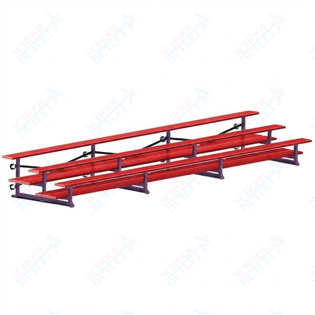 Jaypro Sports Bleacher  - 3 Row - Tip & Roll, Double Foot Plank, Powder Coated - 21' L (BLDP-321TRGPC)