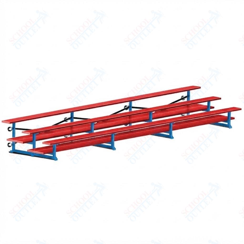 Jaypro Sports Bleacher  - 3 Row - Tip & Roll, Double Foot Plank, Powder Coated - 21' L (BLDP-321TRGPC)