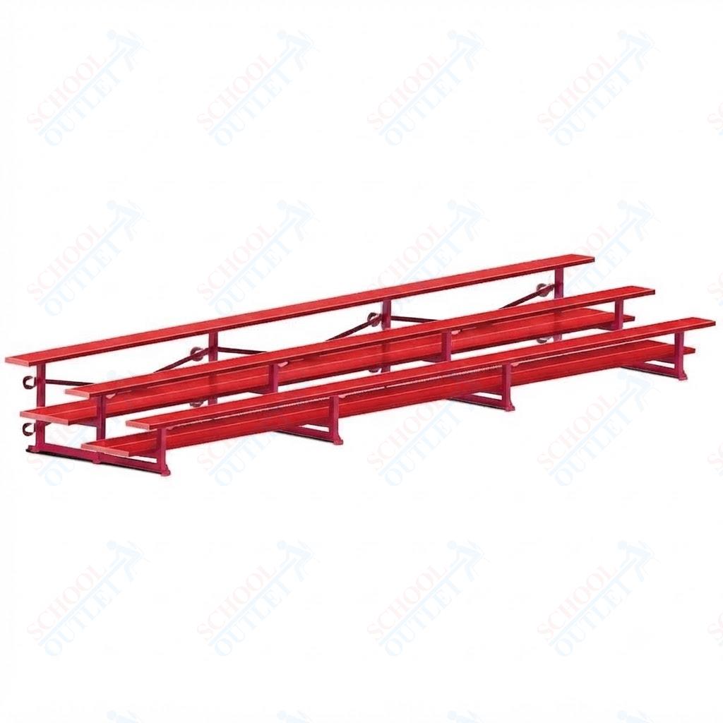 Jaypro Sports Bleacher  - 3 Row - Tip & Roll, Double Foot Plank, Powder Coated - 21' L (BLDP-321TRGPC)