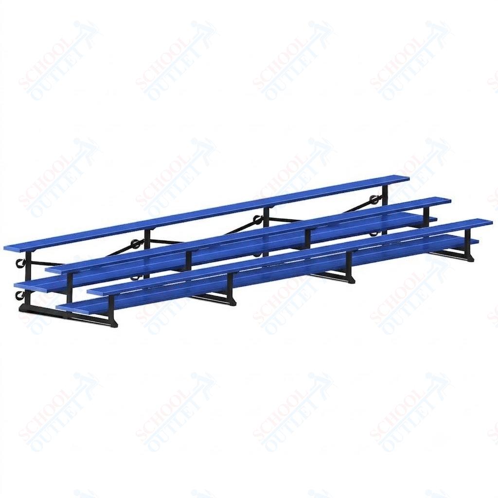 Jaypro Sports Bleacher  - 3 Row - Tip & Roll, Double Foot Plank, Powder Coated - 21' L (BLDP-321TRGPC)