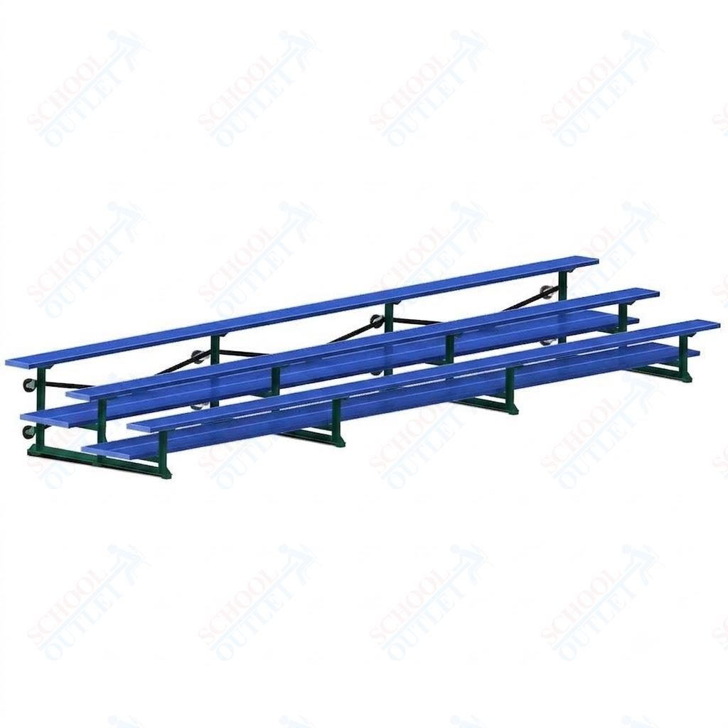 Jaypro Sports Bleacher  - 3 Row - Tip & Roll, Double Foot Plank, Powder Coated - 21' L (BLDP-321TRGPC)