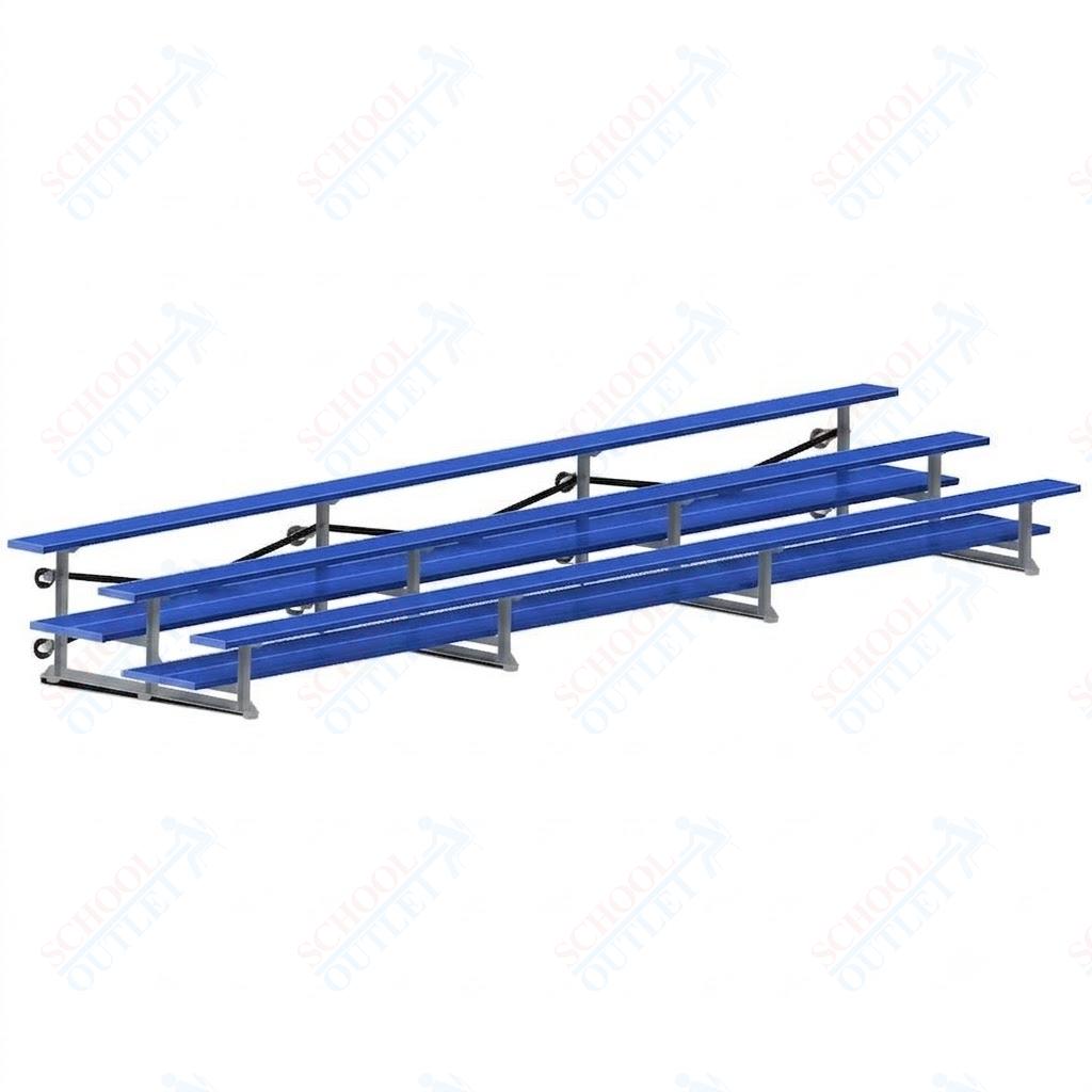 Jaypro Sports Bleacher  - 3 Row - Tip & Roll, Double Foot Plank, Powder Coated - 21' L (BLDP-321TRGPC)