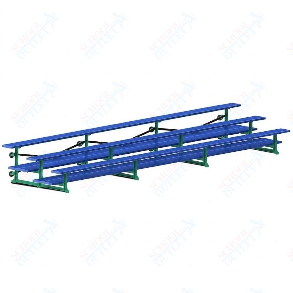 Jaypro Sports Bleacher  - 3 Row - Tip & Roll, Double Foot Plank, Powder Coated - 21' L (BLDP-321TRGPC)
