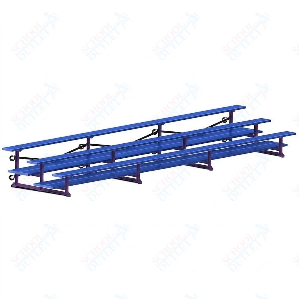 Jaypro Sports Bleacher  - 3 Row - Tip & Roll, Double Foot Plank, Powder Coated - 21' L (BLDP-321TRGPC)