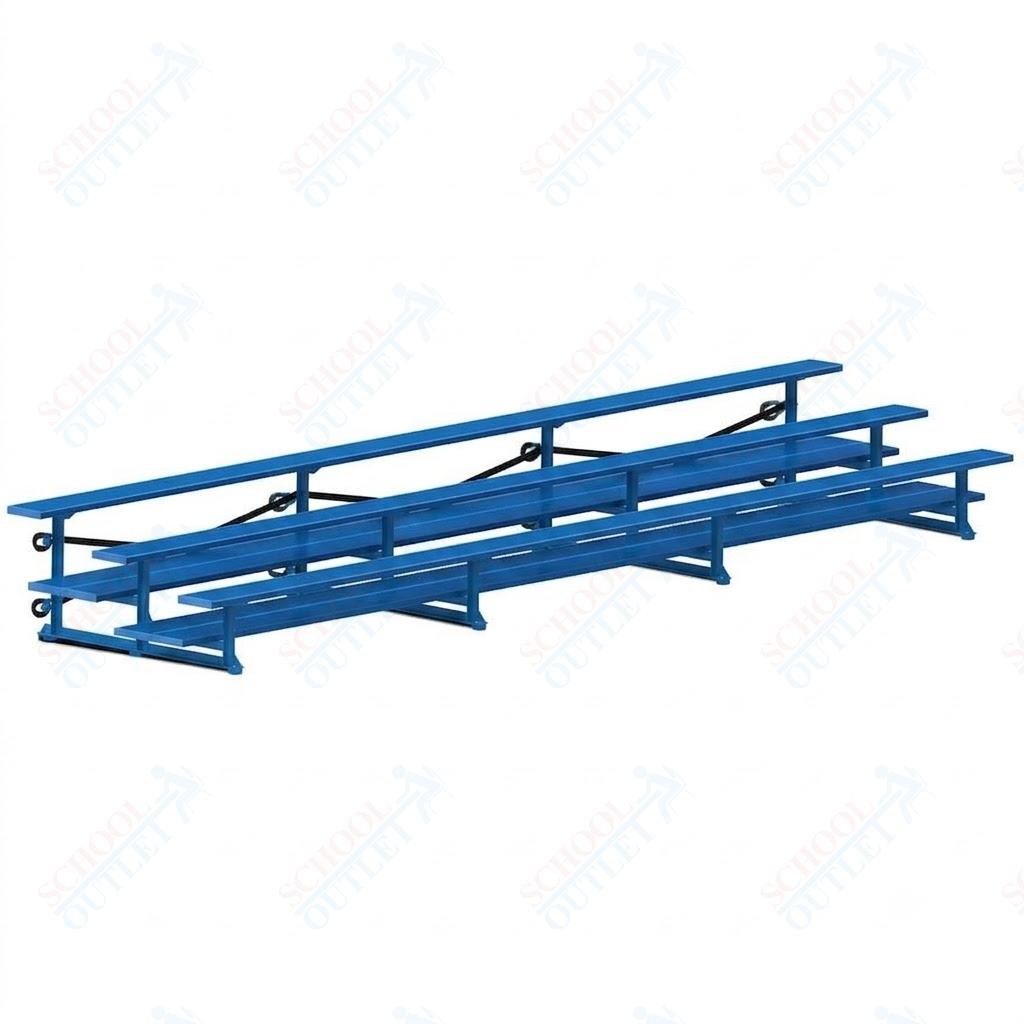 Jaypro Sports Bleacher  - 3 Row - Tip & Roll, Double Foot Plank, Powder Coated - 21' L (BLDP-321TRGPC)