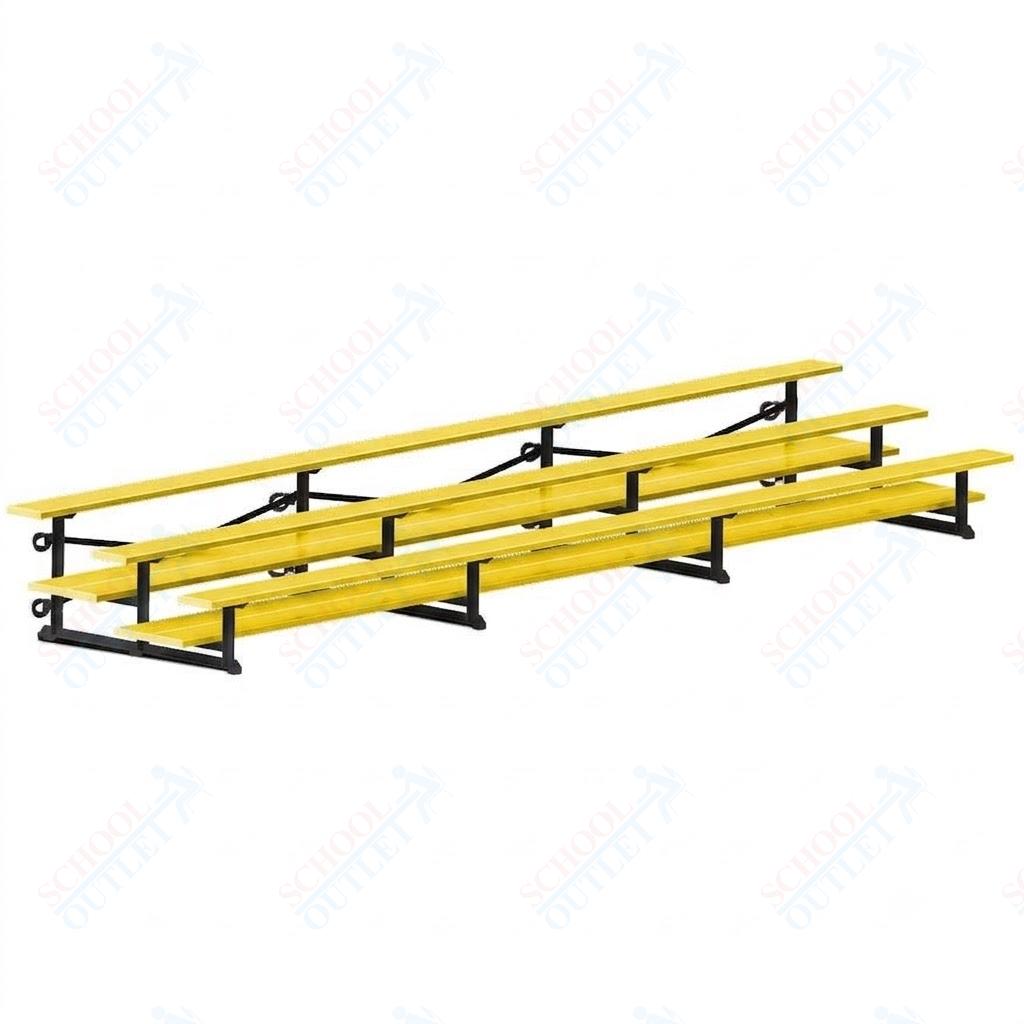 Jaypro Sports Bleacher  - 3 Row - Tip & Roll, Double Foot Plank, Powder Coated - 21' L (BLDP-321TRGPC)