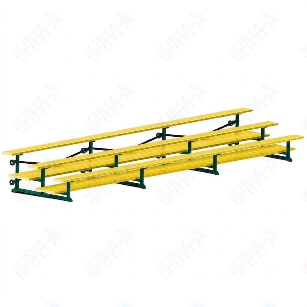 Jaypro Sports Bleacher  - 3 Row - Tip & Roll, Double Foot Plank, Powder Coated - 21' L (BLDP-321TRGPC)