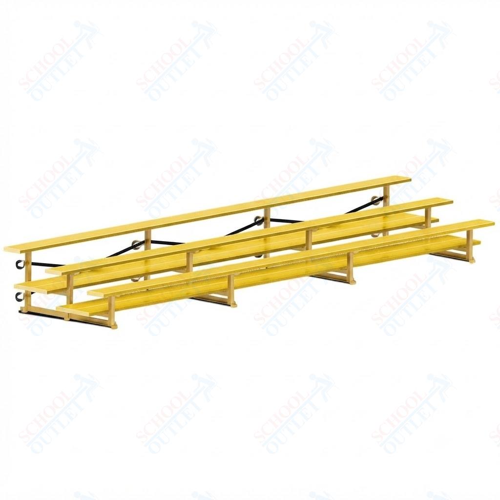 Jaypro Sports Bleacher  - 3 Row - Tip & Roll, Double Foot Plank, Powder Coated - 21' L (BLDP-321TRGPC)