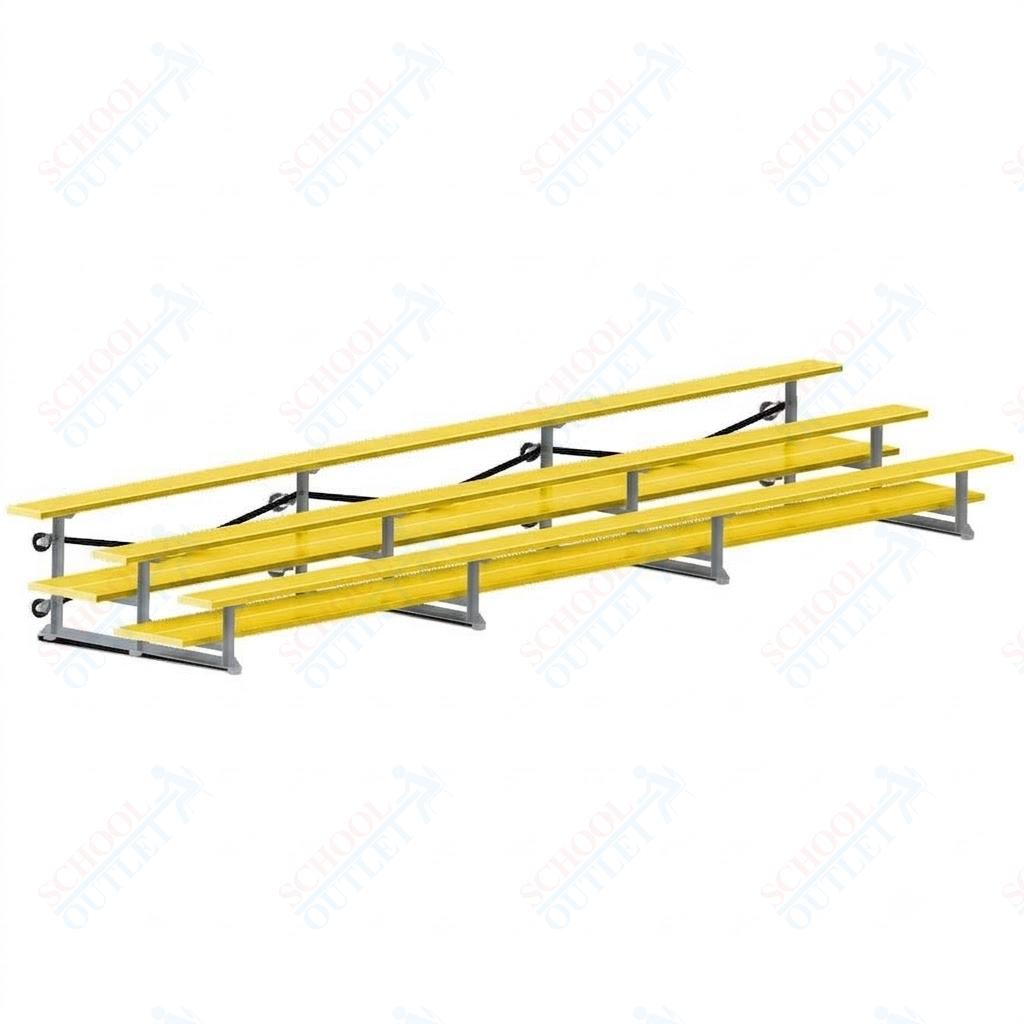 Jaypro Sports Bleacher  - 3 Row - Tip & Roll, Double Foot Plank, Powder Coated - 21' L (BLDP-321TRGPC)