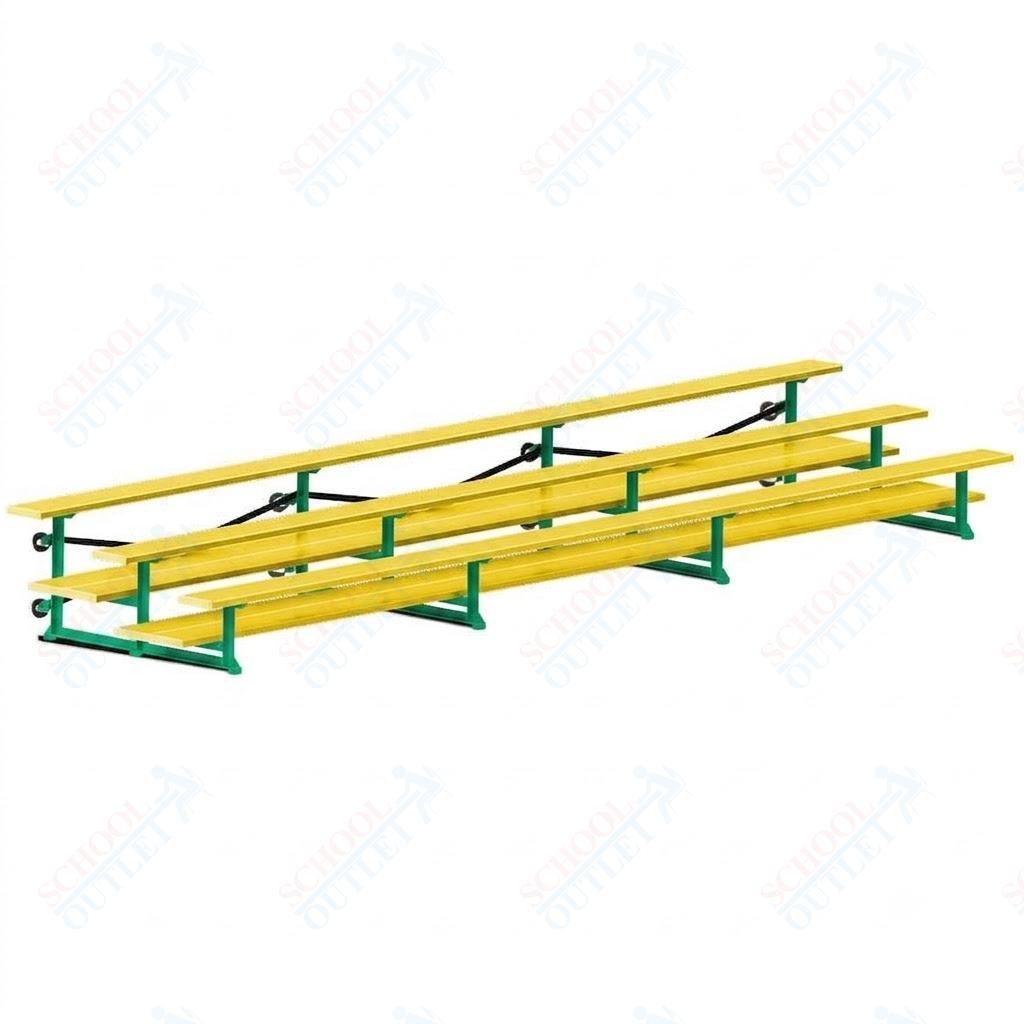 Jaypro Sports Bleacher  - 3 Row - Tip & Roll, Double Foot Plank, Powder Coated - 21' L (BLDP-321TRGPC)