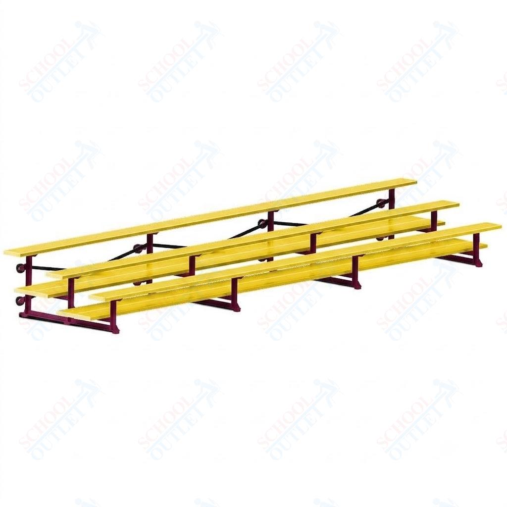 Jaypro Sports Bleacher  - 3 Row - Tip & Roll, Double Foot Plank, Powder Coated - 21' L (BLDP-321TRGPC)