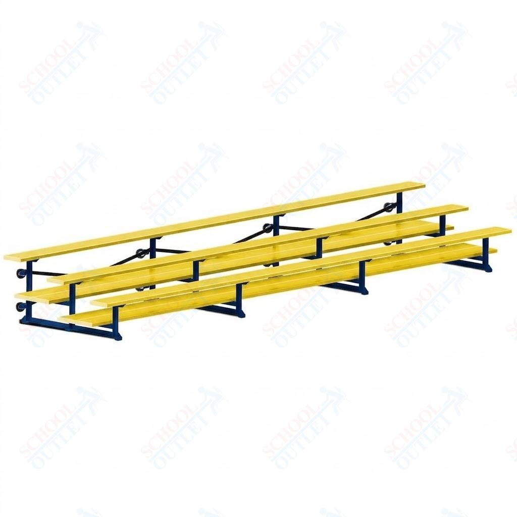 Jaypro Sports Bleacher  - 3 Row - Tip & Roll, Double Foot Plank, Powder Coated - 21' L (BLDP-321TRGPC)