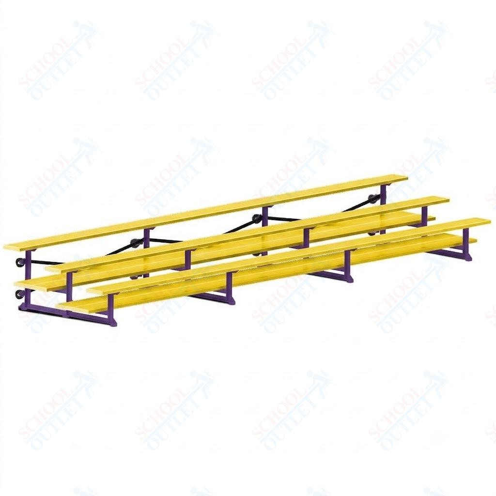 Jaypro Sports Bleacher  - 3 Row - Tip & Roll, Double Foot Plank, Powder Coated - 21' L (BLDP-321TRGPC)