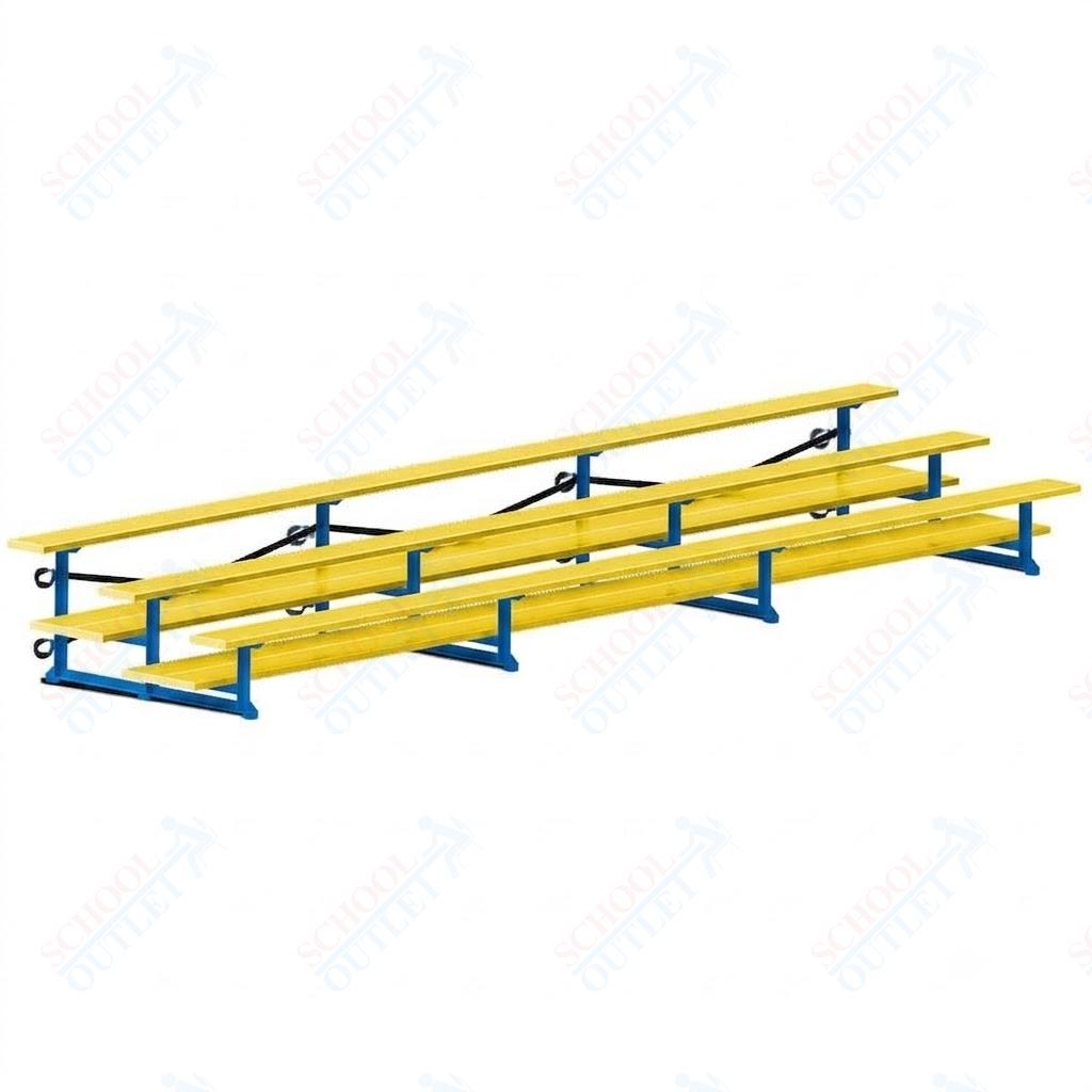 Jaypro Sports Bleacher  - 3 Row - Tip & Roll, Double Foot Plank, Powder Coated - 21' L (BLDP-321TRGPC)