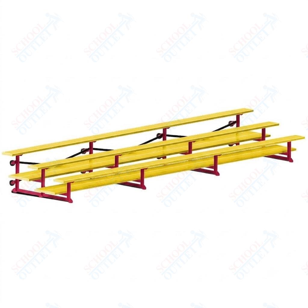 Jaypro Sports Bleacher  - 3 Row - Tip & Roll, Double Foot Plank, Powder Coated - 21' L (BLDP-321TRGPC)